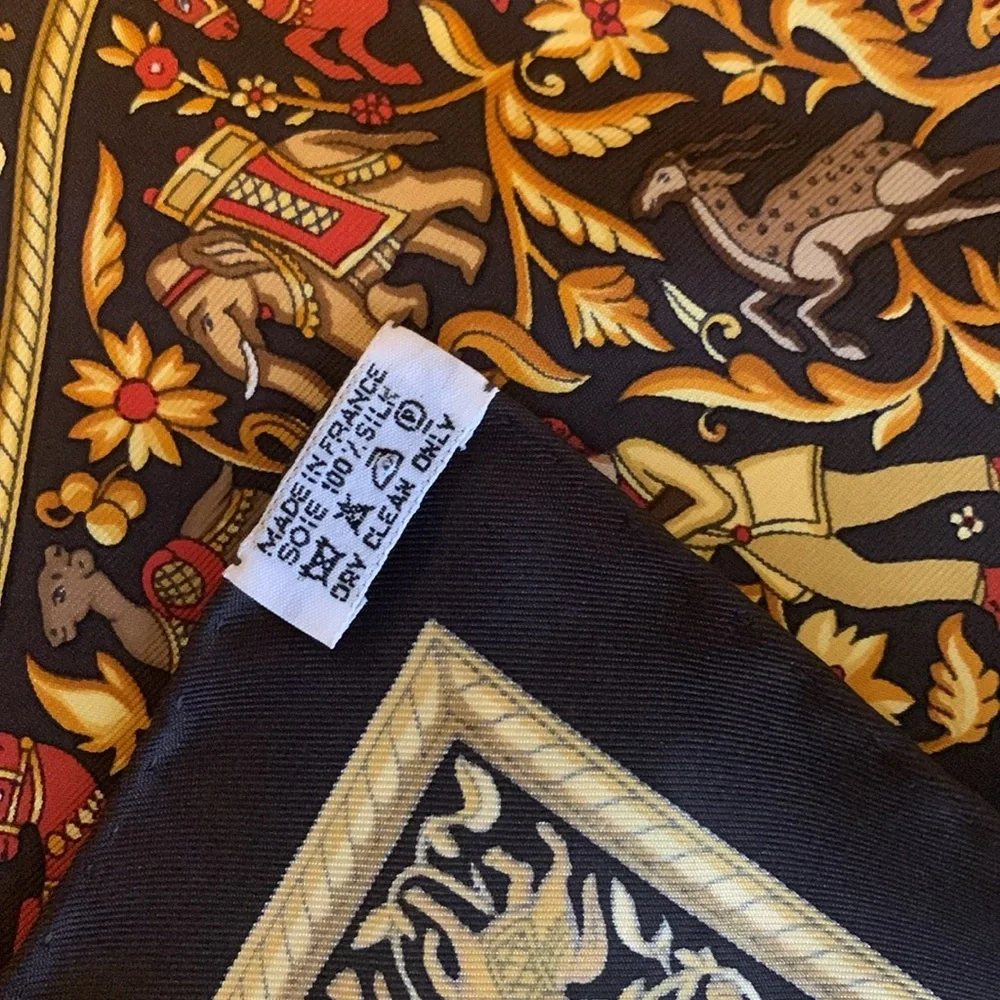 Hermes silk scarf chasse en inde